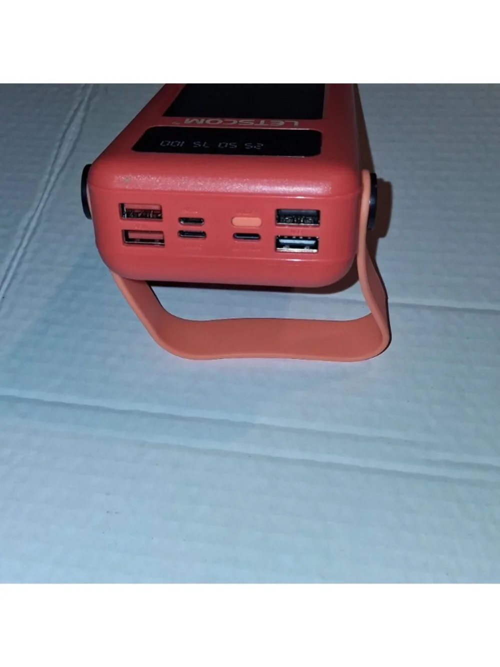 Letscom Solar Power Bank 30000mAh With Built-In Cables & LED Display For USB Dev